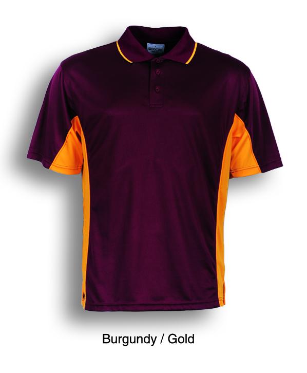 maroon / gold, Breezeway Panel  Polo Shirt Short sleeve      UPF: excellent protection     160gsm, 100% breezeway polyester fabric     Breathable  micromesh fabric     Draws Sweat from Body, Quick Dry